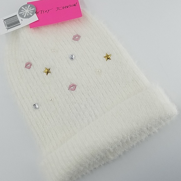 Betsey Johnson Accessories - NWT Betsey Johnson Knit Embellished Beanie
